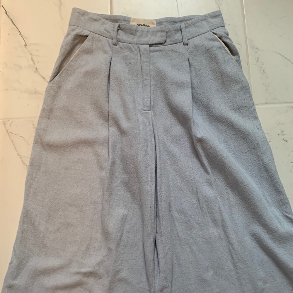 Blue wide leg flannel trousers by Nanushka size XS